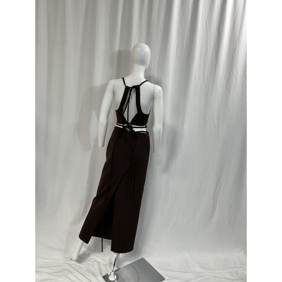 Christopher Esber 'Wrapped' Brown Back Cut Out Interlock Tie Halter Dress Size 2 - Picture 3 of 5
